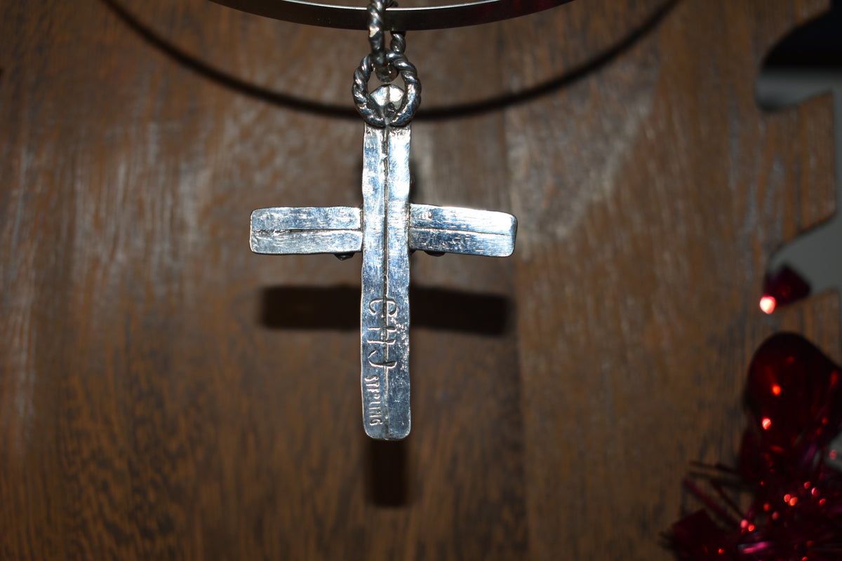 Sterling silver with turquoise cross