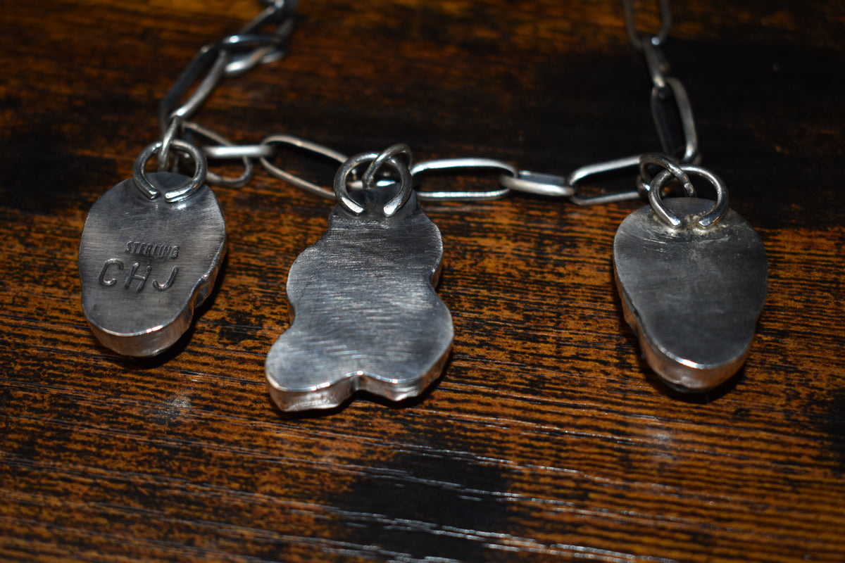 Labradorite skull snake necklace