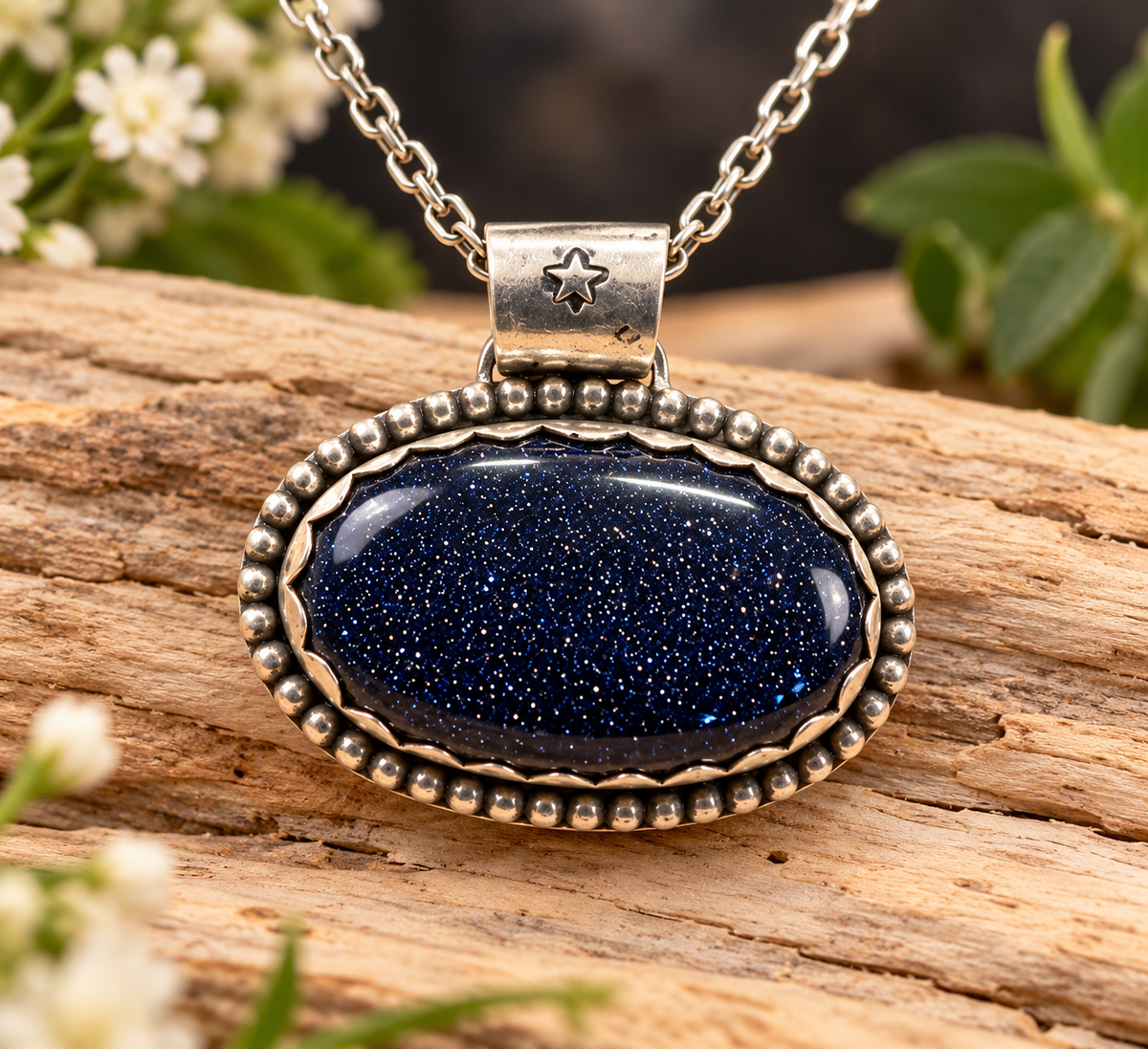 Sterling silver purple sun stone pendant