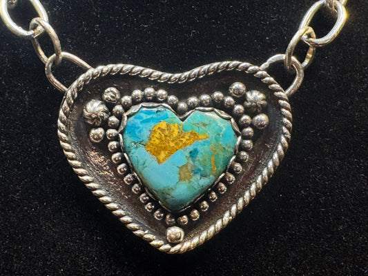 Sterling silver turquoise heart pendant