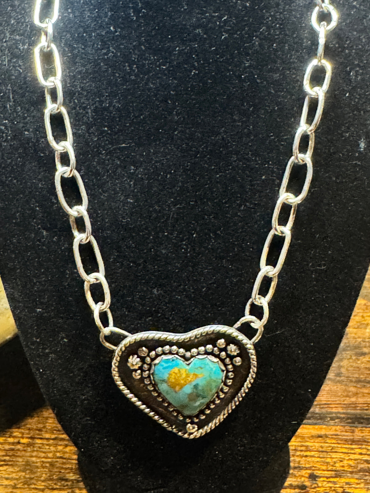 Sterling silver turquoise heart pendant