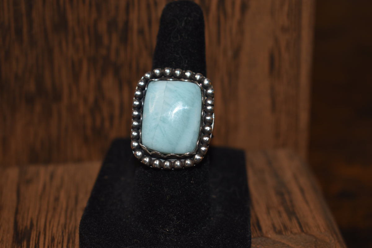 Sterling silver larimar ring