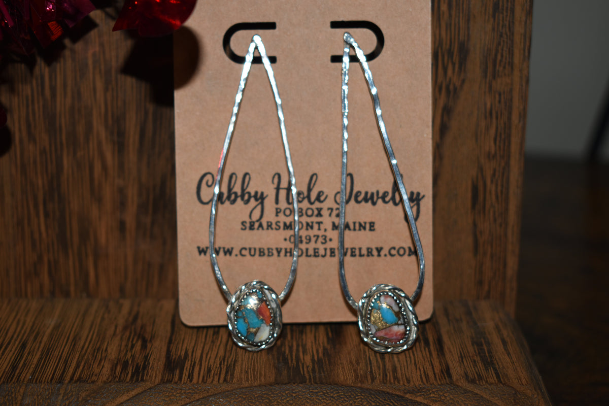 Sterling silver spiny oyster copper earrings