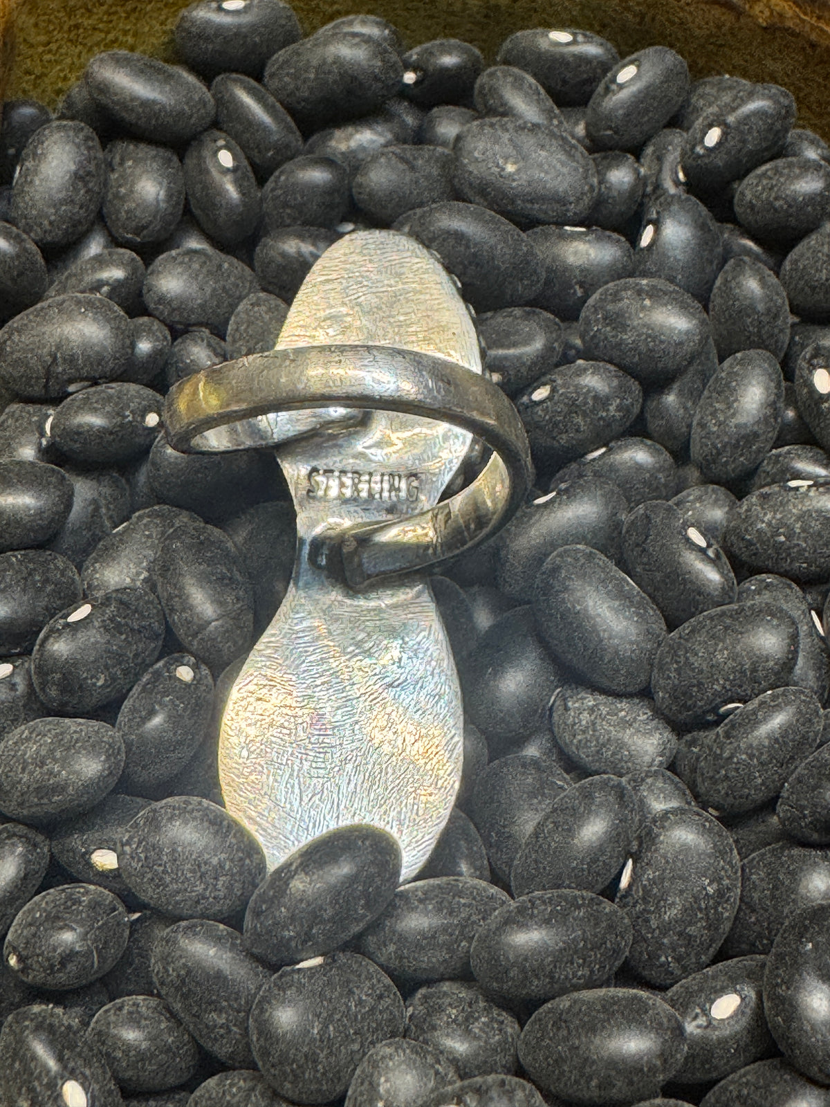 Sterling silver blue diamond ring