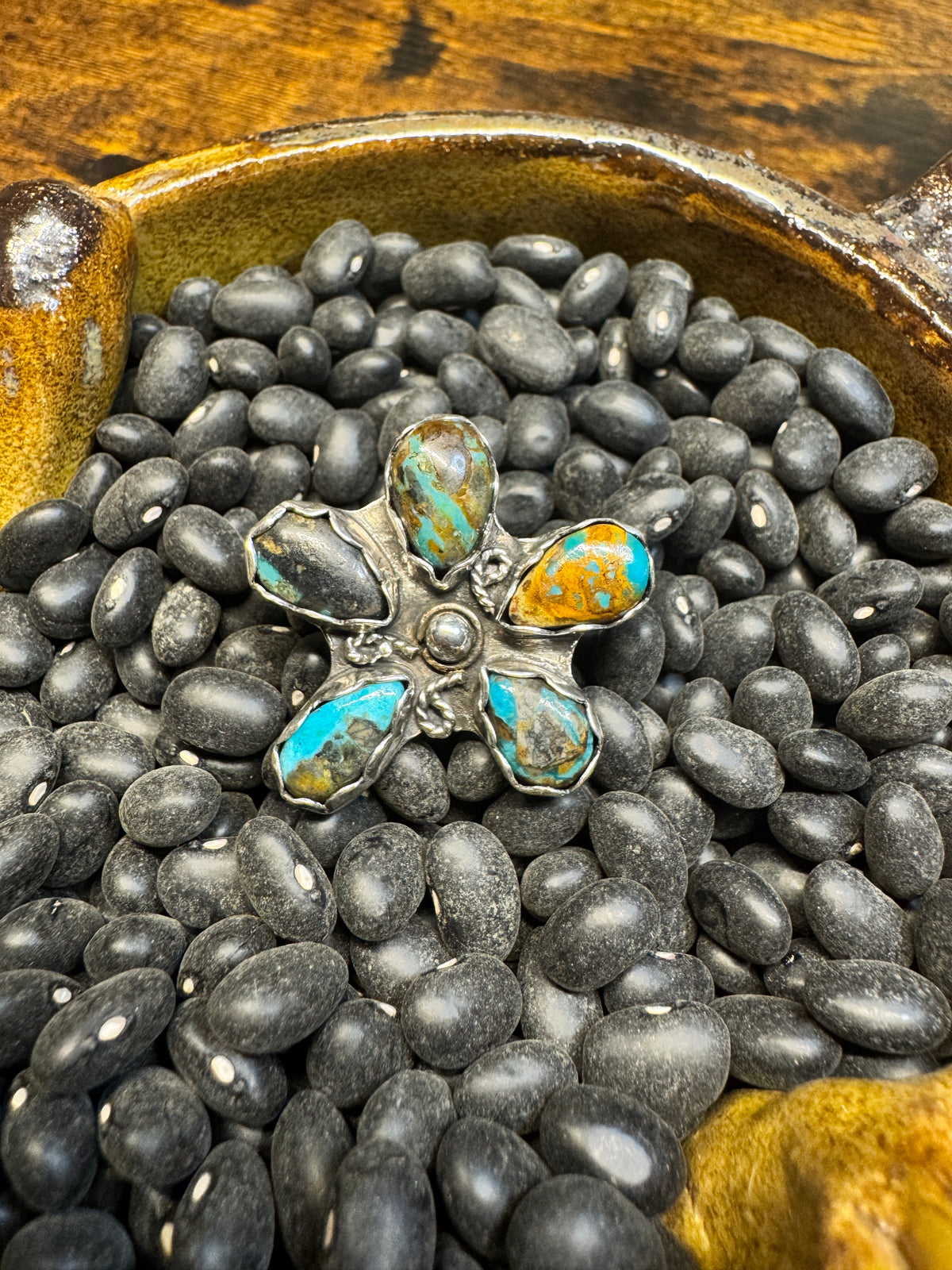 Turquoise flower ring