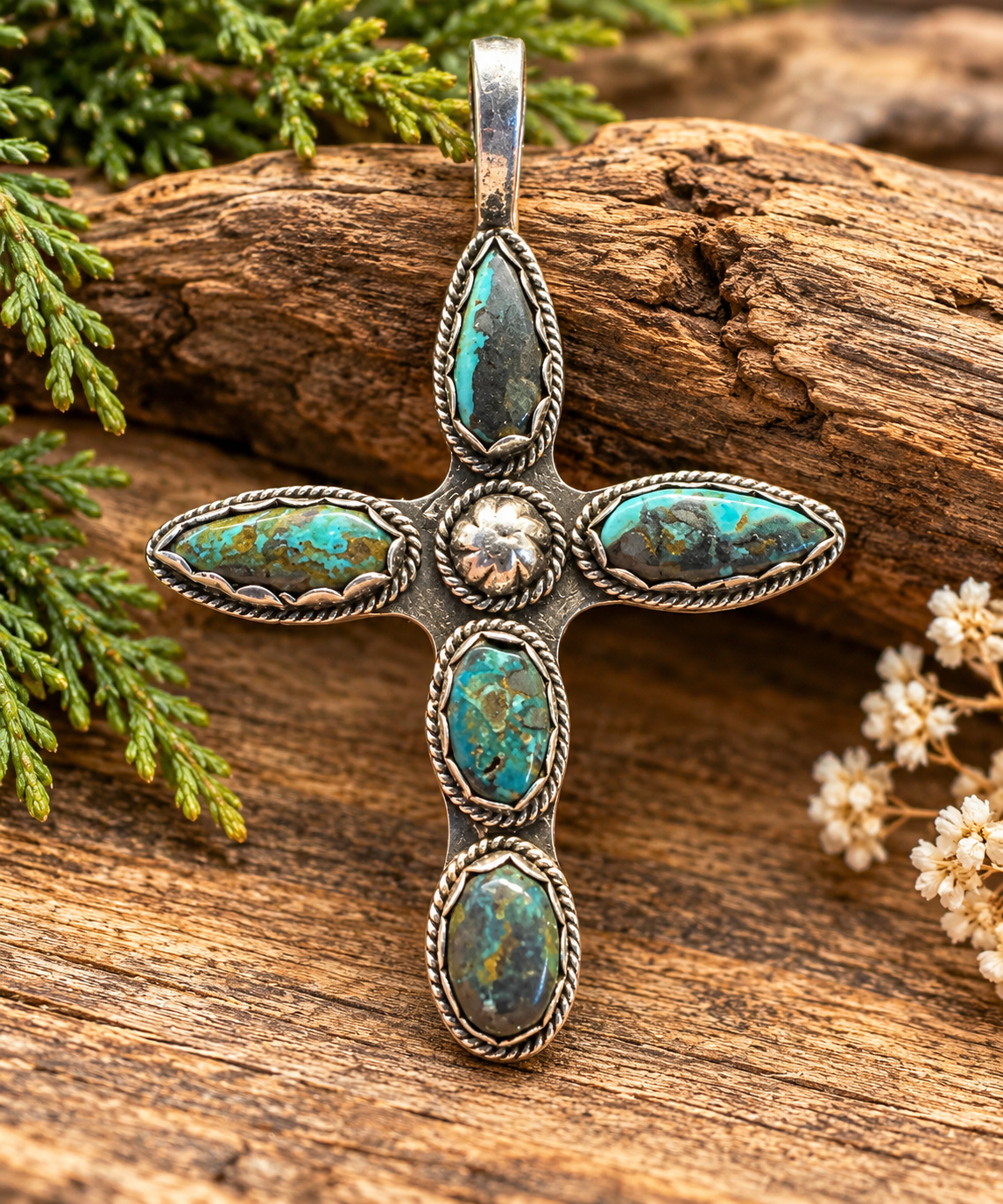 Ss turquoise cross pendant